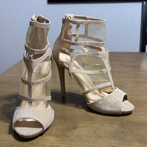 Rouge Gold Mesh Strappy Heels – Size 10 – NEW